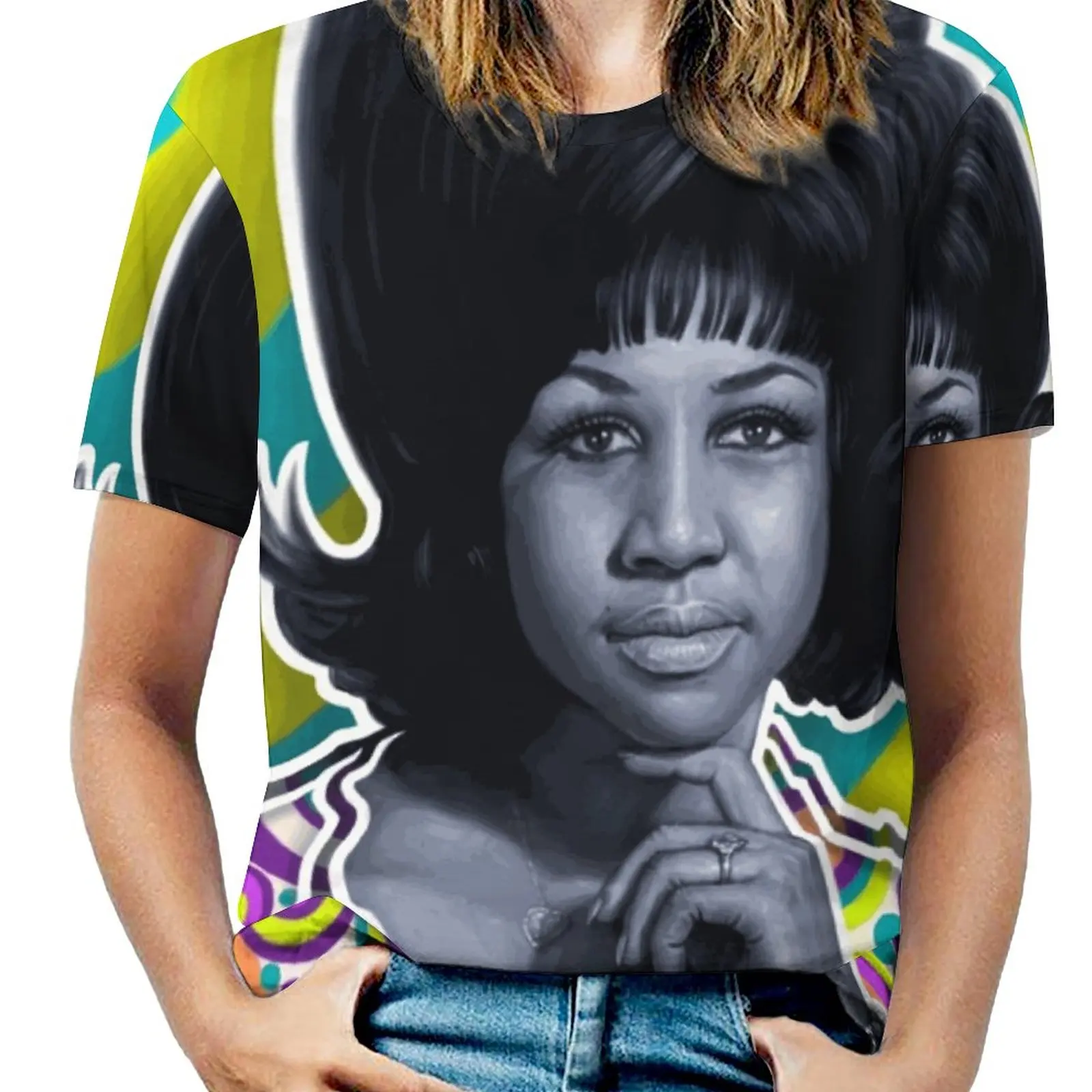 

Aretha-Queen Of Soul Woman'S T-Shirt Spring And Summer Printed T Shirts Crew Neck Pullover Top Aretha Franklin Aretha Franklin