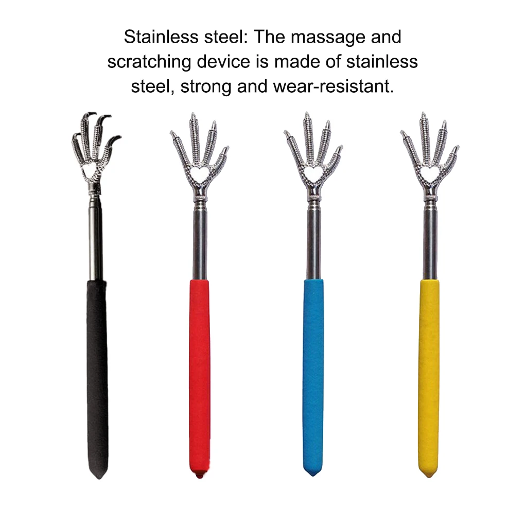 

22-59Cm Claw Stainless Steel Wear-resistant Anti-skidding Good Grip Back Scratcher Ergonomic Design Extendable Back Tickler