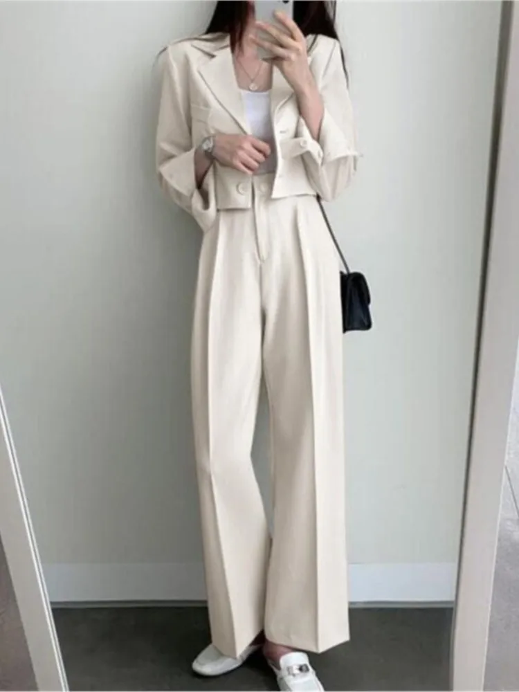 Suit Coat Women Spring Autumn New Korean Black Temperament Casual Small Suit Women 2 Pieces Suit 2023