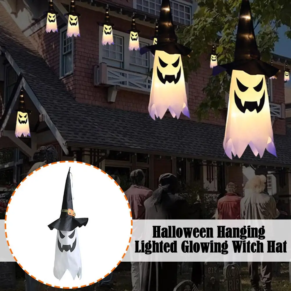 

Halloween LED Flashing Light Hanging Ghost Halloween Home Up Horror Glowing Lamp Dress Wizard Props Bar Party Decoration Ha B7D0