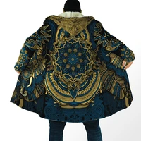 2021 newest winter mens cloak elephant royal mandala 3d full printing fleece hooded coat unisex casual thick warm cape coat