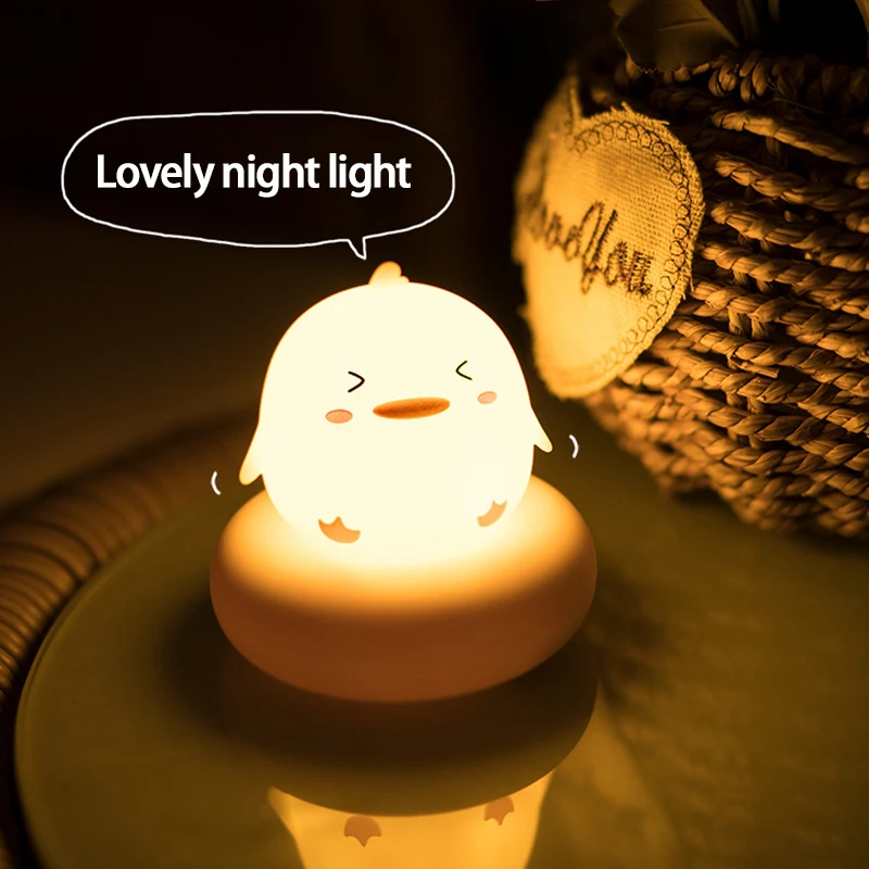 Led Children Cute Night Light cartoon For Kids Soft Silicone USB Rechargeable Bedroom Decor Gift Animal Touch control Night Lamp