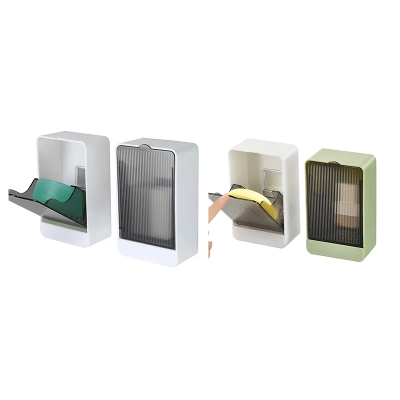 

Hot HG-Soap Holder Dish Shower Bar Soap Holder Self Draining Soap Dish With Lid, Wall Mounted Soap Box Tray For Bathroom