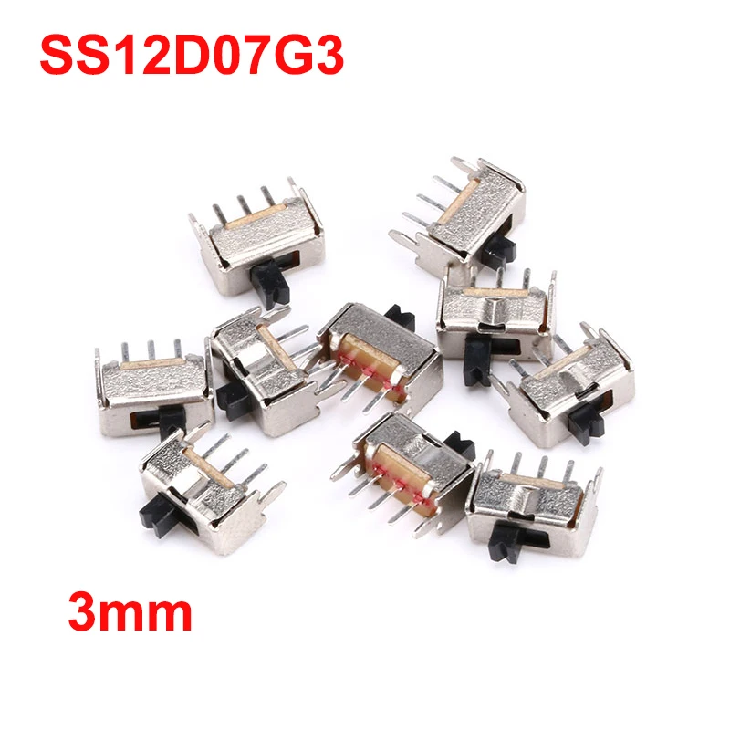 

20PCS SS12D07 Mini 1P2T 3 Pin 2 Position 1P2T High quality Toggle Switch Handle Length 3mm Slide Switches