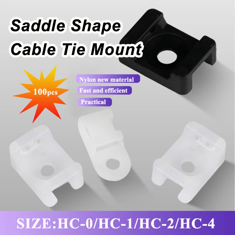 

Cable Tie Mounts Seat Fixed Seat 100pcs Wire Buddle Saddle Type Plastic Holder White Black Plastic Saddle Cable Mount Holder