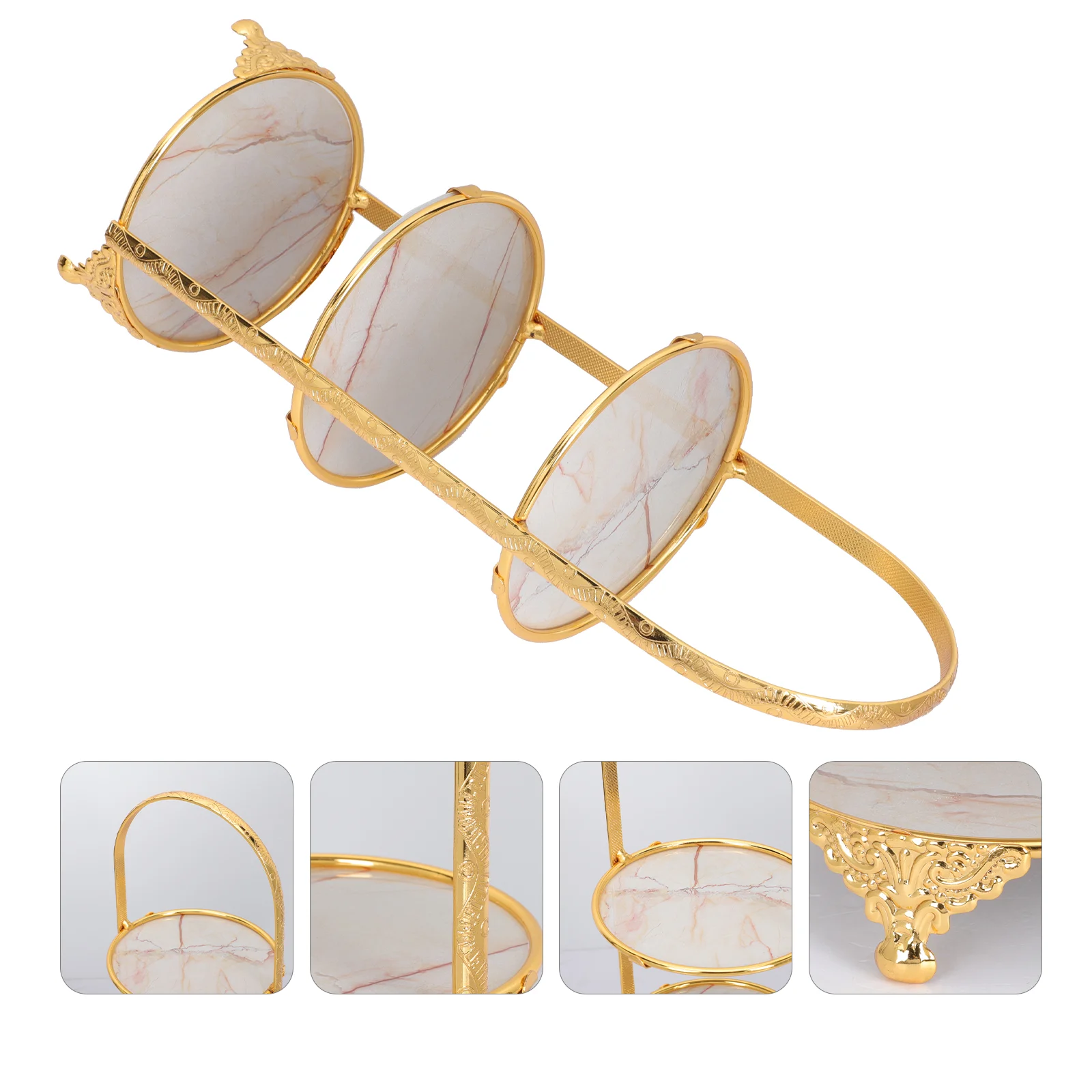 

Iron-art Cake Rack with Round Plate Three-layers Tray Rack Wedding Dessert Rack