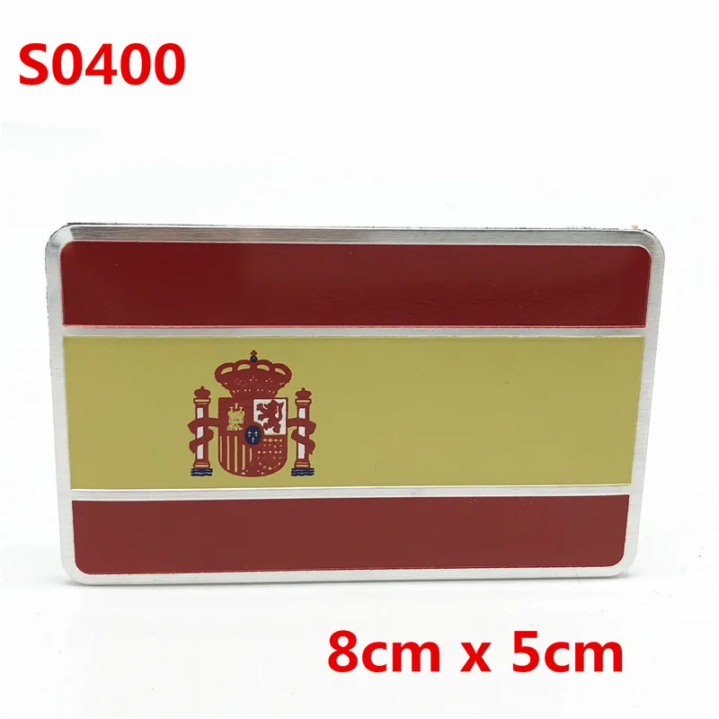 

Aluminum Spain Flag National Flag Shield Emblem Badge Motorcycle Decal Sticker for Seat Leon Ibiza Ford Focus Fiesta Citroen VW