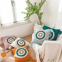 knitted embroidery cushion cover 45x45cm new chinese style tassel pillow case for sofa living room bedroom home decorate