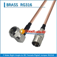 tv f male right angle 90 degree to iec female plug pigtail jumper rg316 extend cable type l 50 ohm low loss high quality