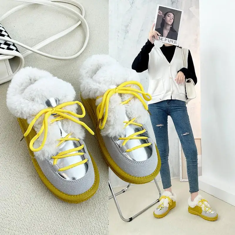 

2021 Winter Women's Boots Plus Velvet Thickening Flat Bottom Women's Shoes Fashion Casual Ladies Snow Boots Women Cotton Shoes