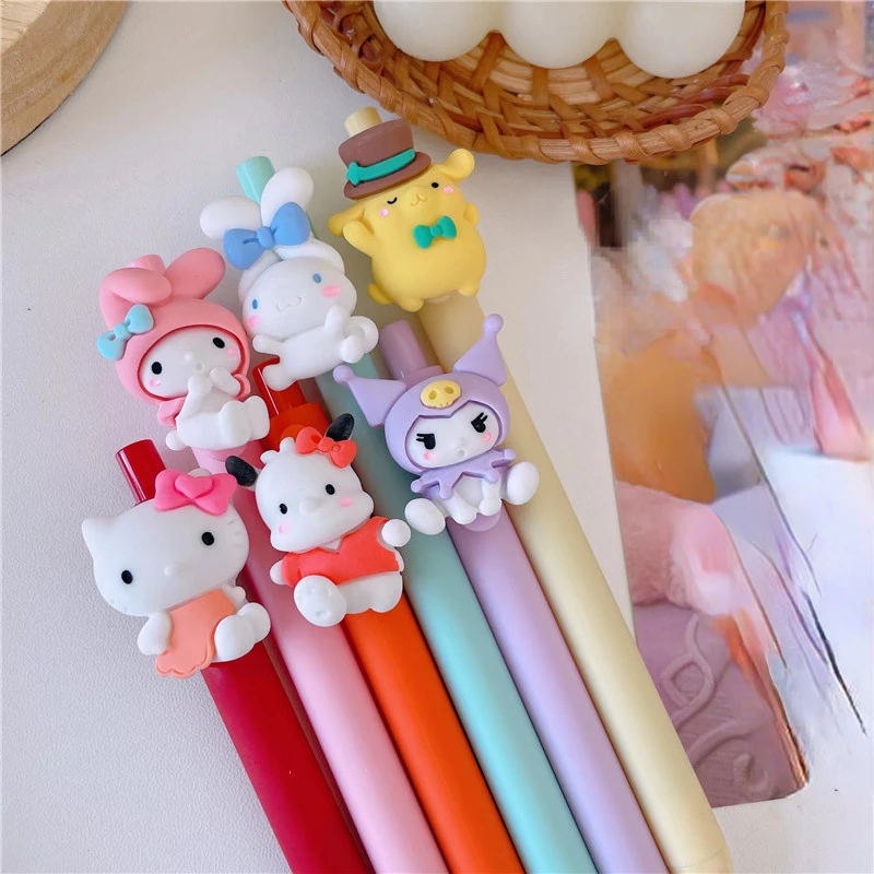 

Anime Cartoon Cinnamoroll My Melody Pochacco Pompom Purin Press-type Bullet Gel Pen Student Writing Black 0.5MM Signature Pen