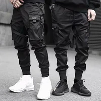 2021 hip hop men casual %c2%a0multi pockets straps ankle tied %c2%a0cotton drawstring cargo pants long track fashion trouser for men