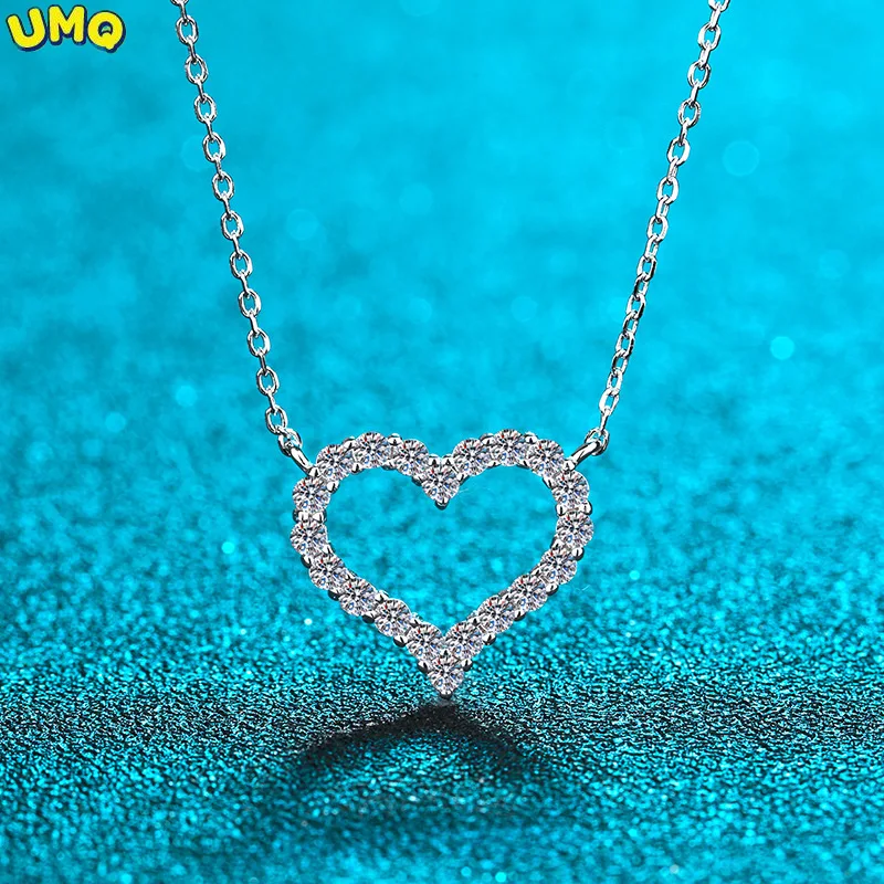 

2ct Moissanite Necklace Heart Pendant Diamond Necklace for Women 925 Silver Prong Setting Vvs Moissanite Heart Pendant Jewelry