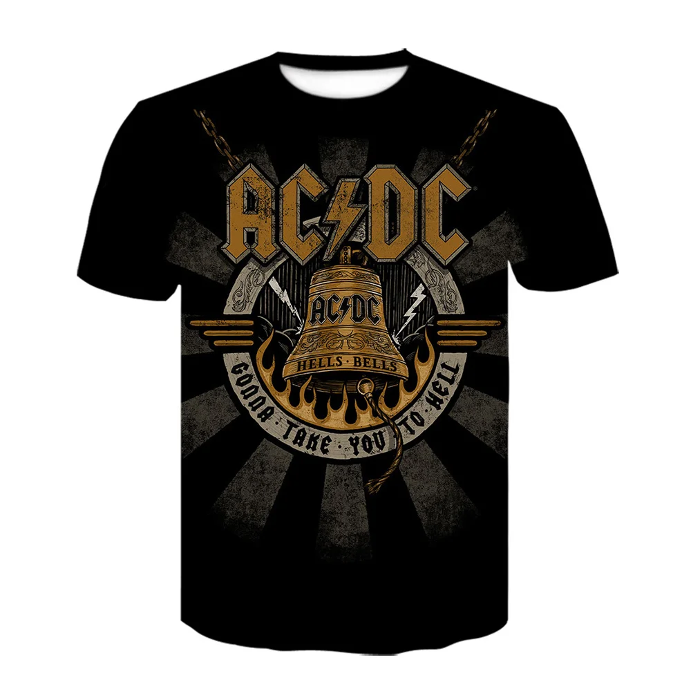 

Summer AC DC 3D Printed Rock Roll Men's T-Shirt Tee Men Clothing Short Sleeve Top Tees Male Casual Print O-Neck Gentleman