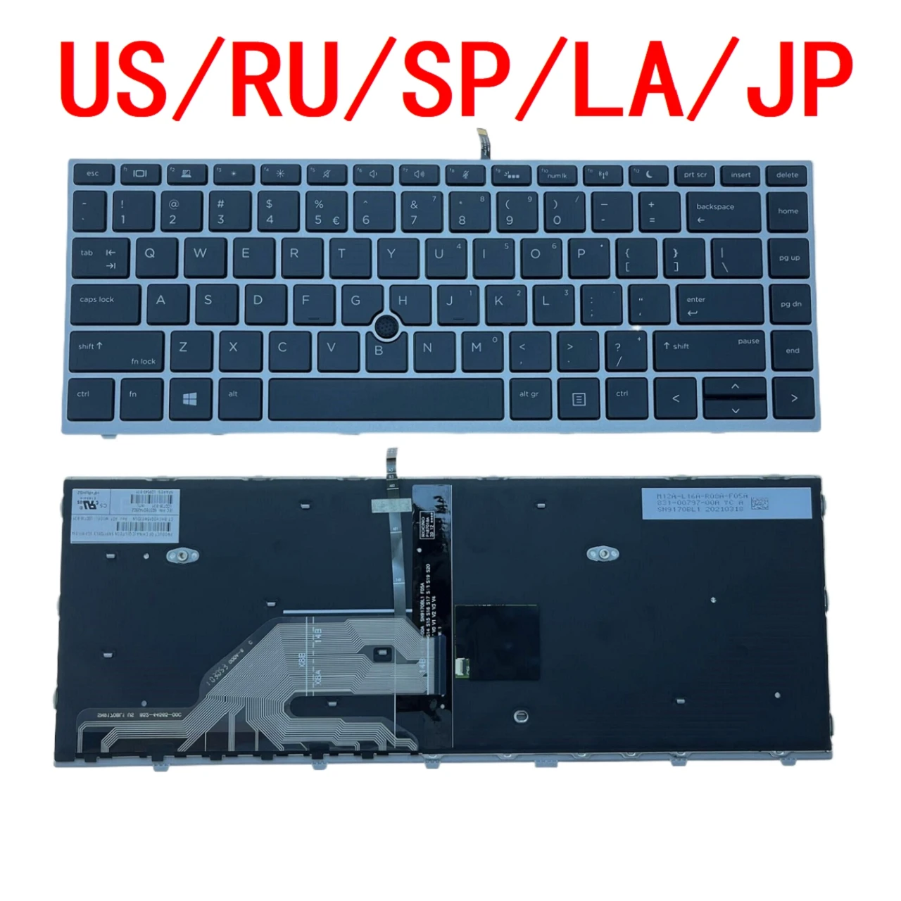 

New US Russian Spanish Latin Japan Backlit Keyboard For HP Probook 640 G4 645 G4 645 G5 430 G5 440 G5 445 G5 640 G5 Silver