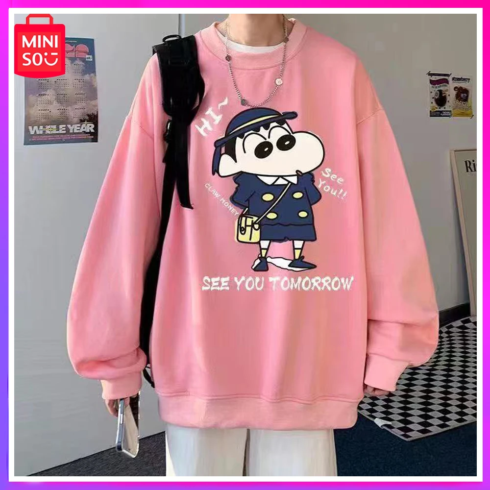 

Miniso 2023 Japanese Crayon Xiaoxin Printed Round Neck Sweater for Men and Women Versatile Student Style Plush Winter Top