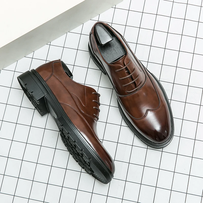 

Men Daily Business Casual Shoes Formal Lace-up Men Dress Shoes Footwear Men's Comfortable Fashion Genuine Leather Shoes