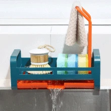 Telescopic Sink Shelf Kitchen Sinks Organizer Soap Sponge Holder Sink Drain Rack Storage Basket Kitchen Gadgets Accessories