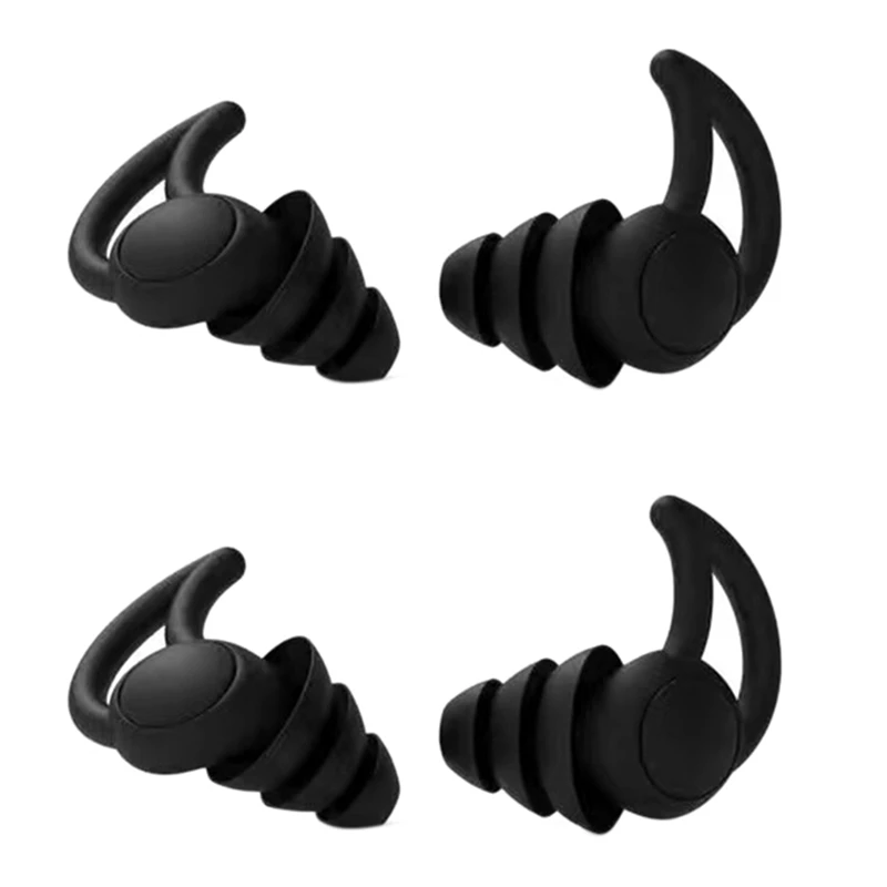 

2 Pair Of Earplugs Comfortable Cone-Shaped Travel Sleep Noise-Proof Earplugs Sleep Sound Ear Protection (Black)