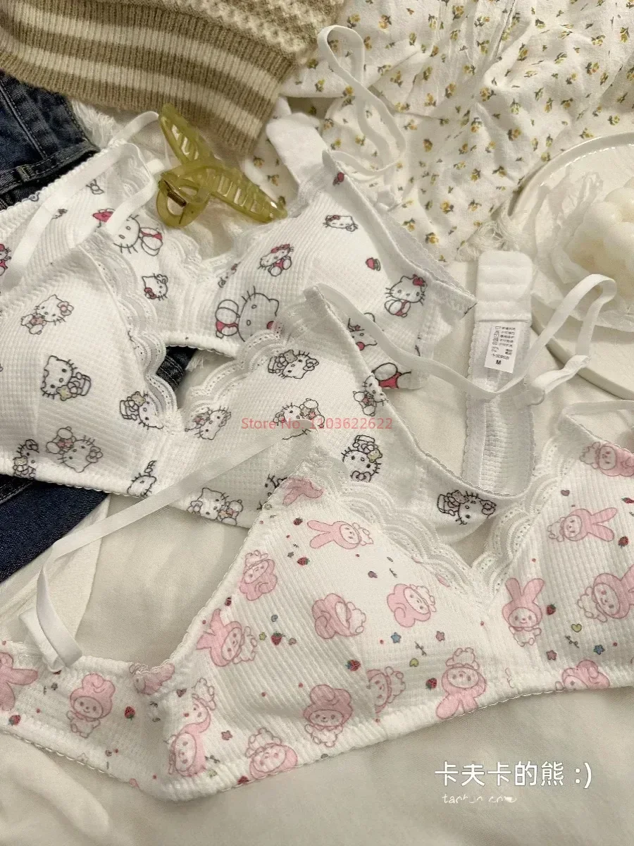 Женское нижнее белье с чашками и милым мультяшным бюстгальтером Y2k эстетичное