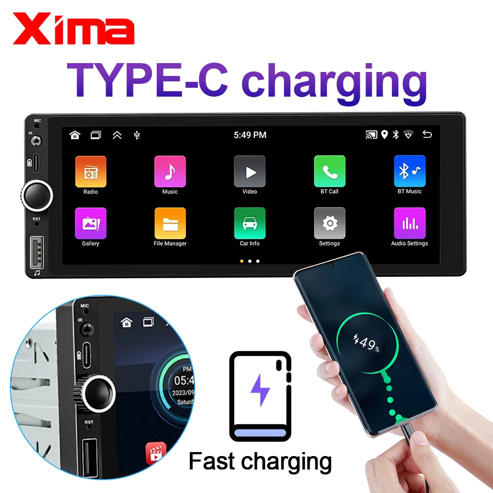 XIMA 1Din Android Авто Радио Мультимедиа 6 9 дюйма Carplay 1 DIN Стерео GPS Для Hyundai Kia Toyota Honda VW Ford