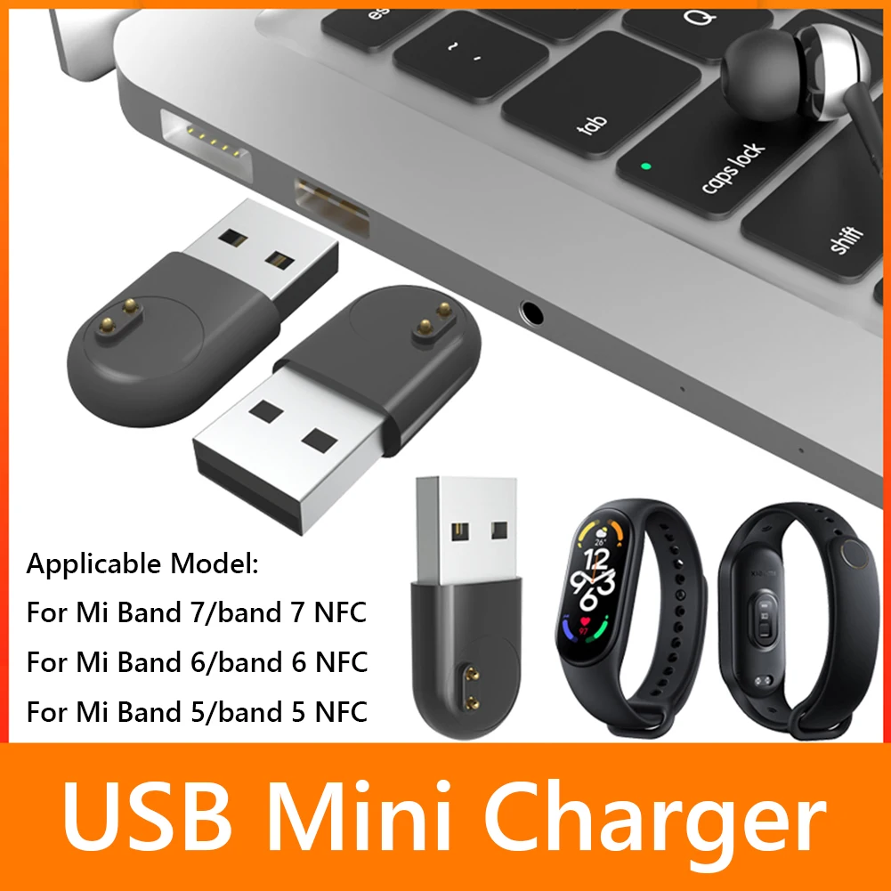 Мини-зарядное устройство USB для Xiaomi Mi Band 7 6 5 NFC Global Version Adapte Portable Smart Watch Зарядка