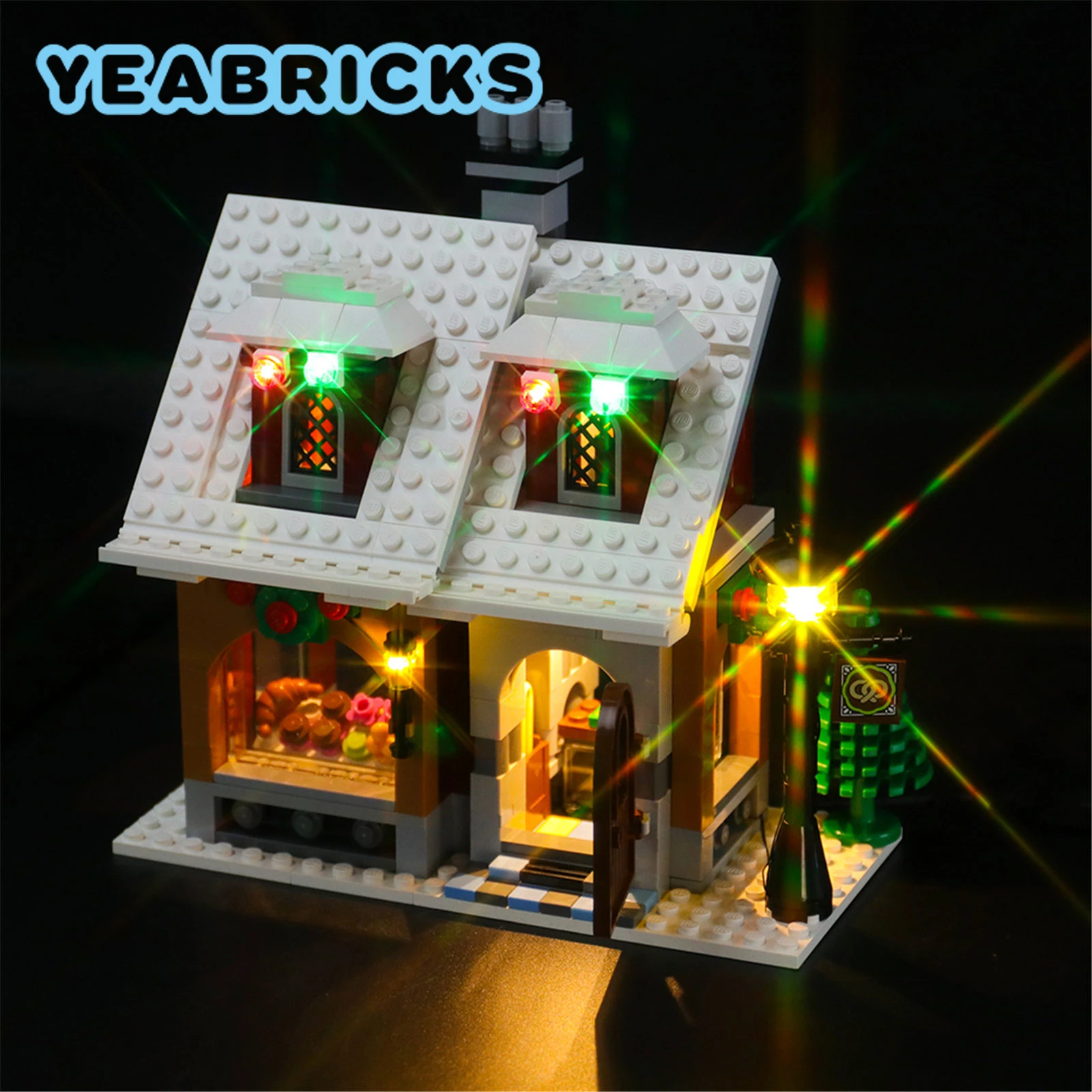 YEABRICKS набор со светодиодной подсветкой для 10216 г. Зимняя деревня хлебобулочные