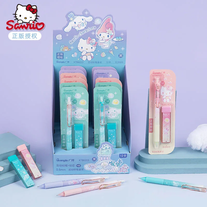

Kawaii Sanrio Press Pencil Hello Kittys Cinnamoroll Accessories Cute Beauty Anime Study Exam Mechanical Pencil Toy for Girl Gift