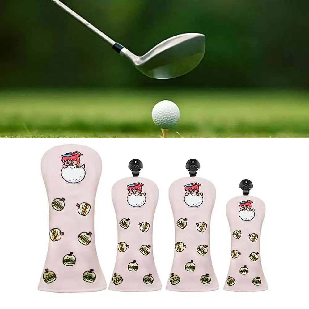

Golf Headcover Cute Club Head Cover for Driver Fairway Hybrid Putter PU Leather Protector Wood Covers Waterproof