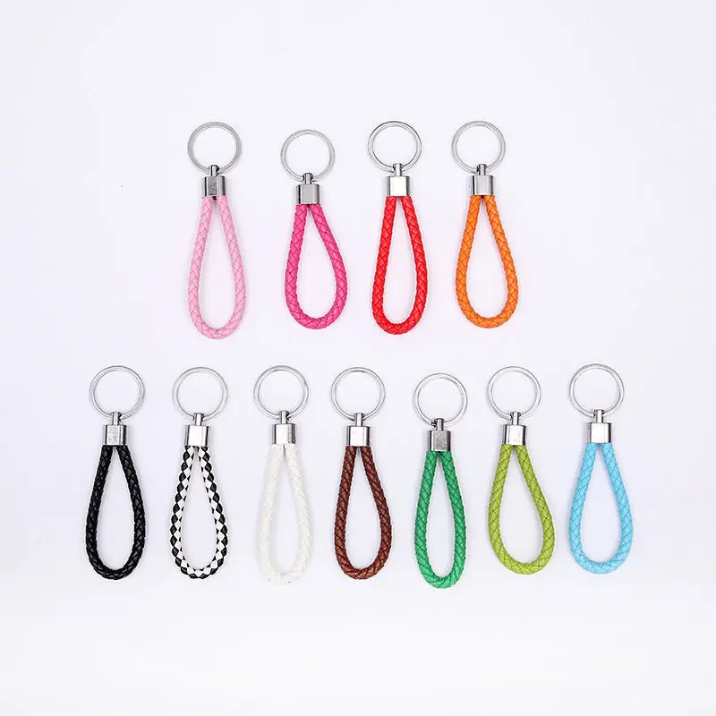 Креативный простой кожаный веревочный тканый автомобильный брелок ручной