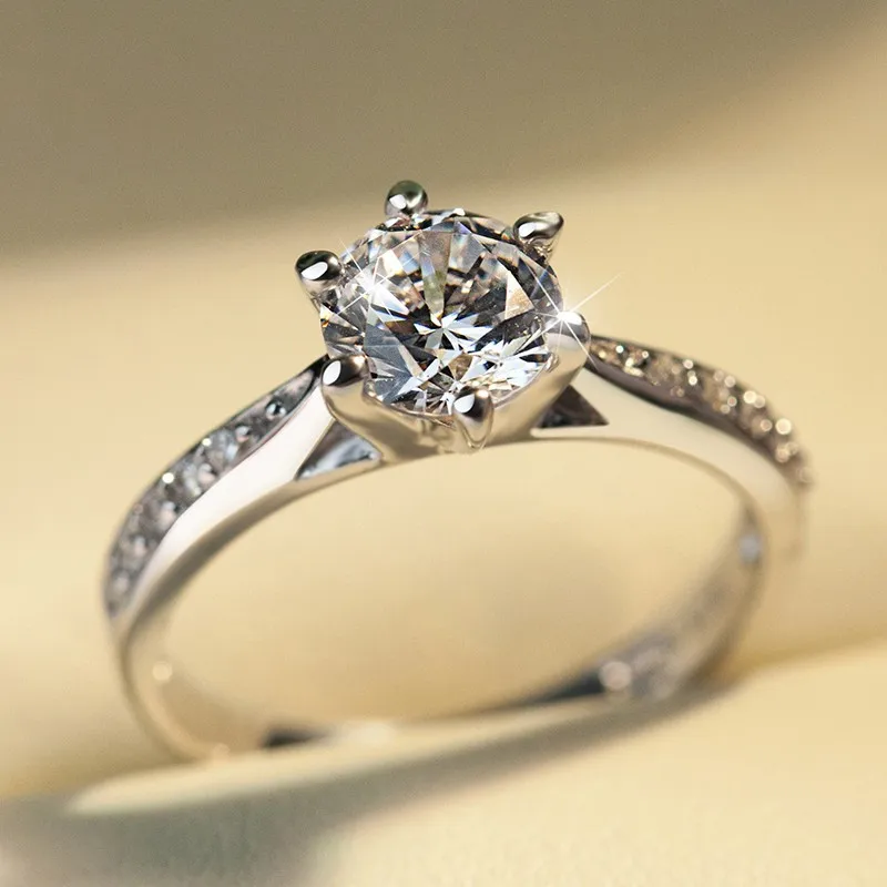 

Classic 6 Claws Cubic Zirconia Ring for Women Simple Elegant Design Eternity Wedding Rings Brilliant CZ Luxury Jewelry