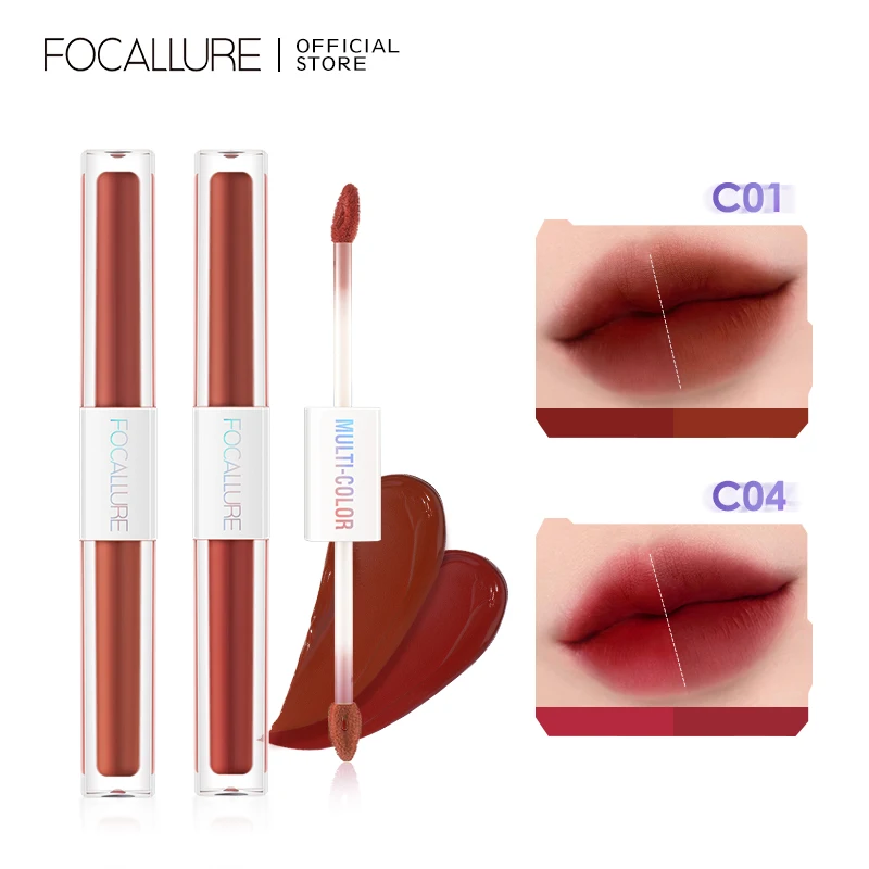 

FOCALLURE 2 In 1 Dual Head Ultralight Misty Velvet Lip Gloss Non-cracking Anti-transfer Long-Lasting Waterproof Liquid Lipstick