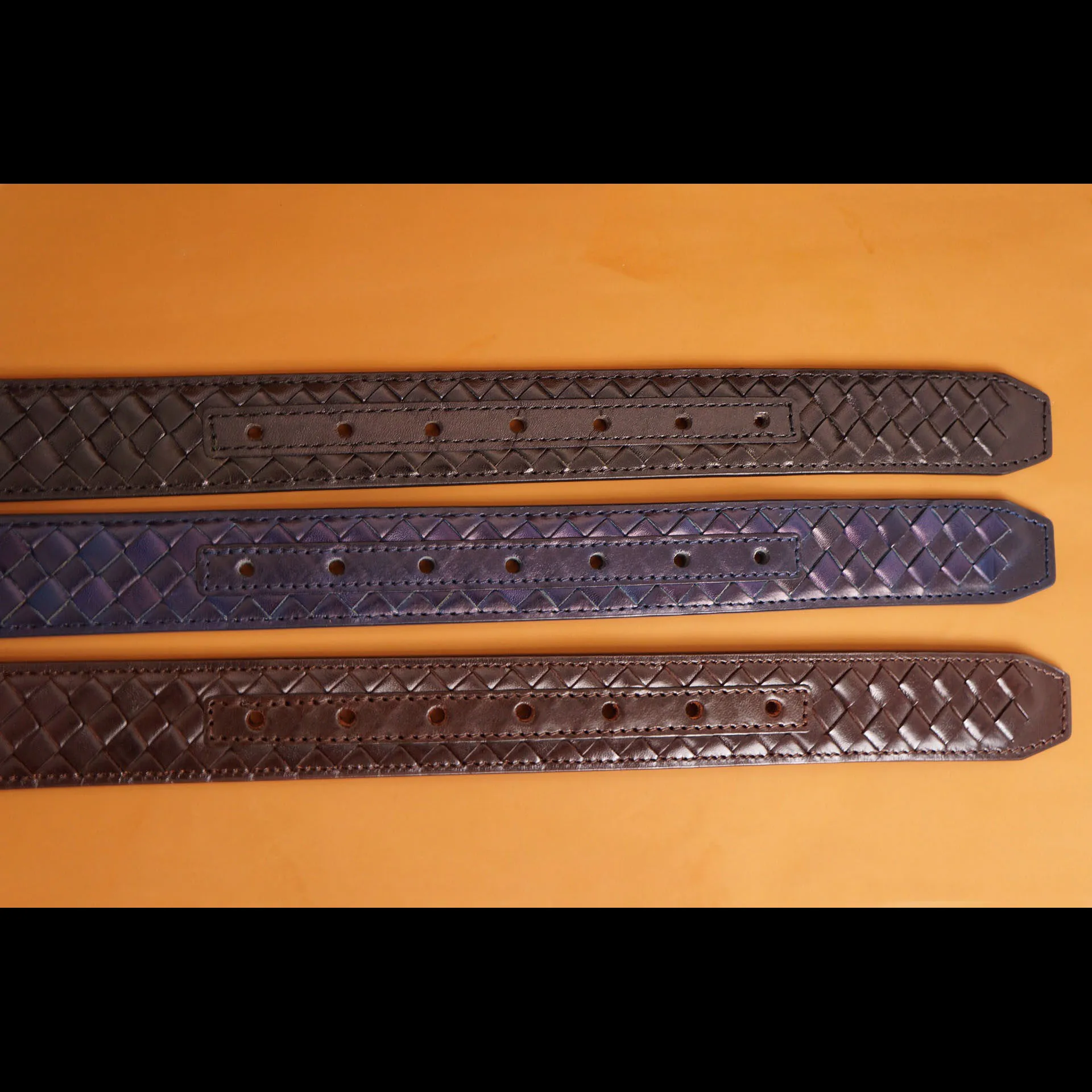 Ремень мужской плетеный из воловьей кожи шириной 38 мм