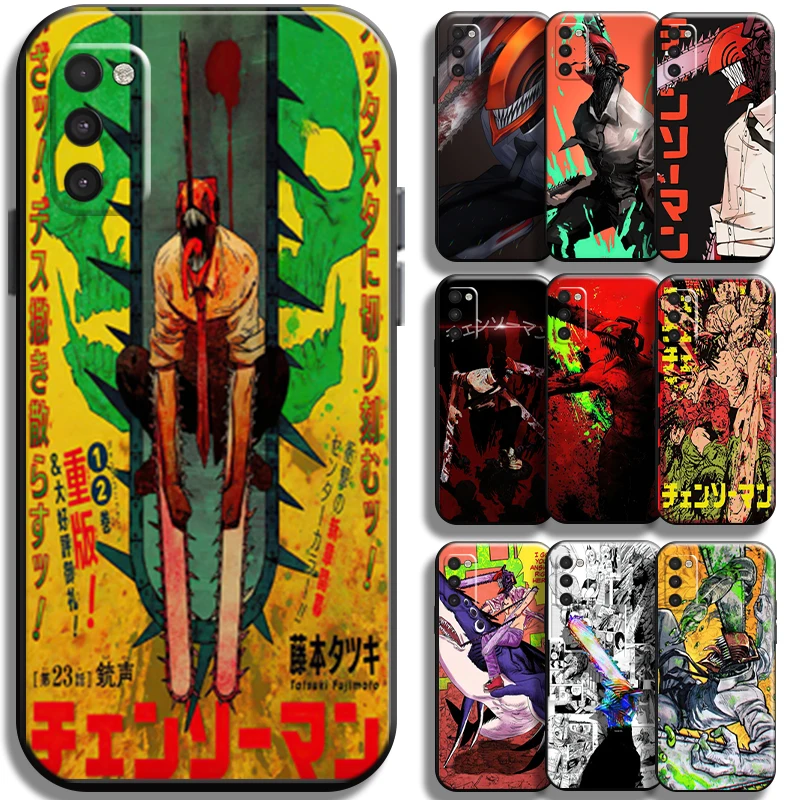 

Anime Chainsaw Man Pattern For Samsung Galaxy A03 A03S Phone Case Full Protection Black Shell Shockproof Liquid Silicon Coque