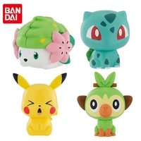 bandai genuine gacha pokemon anime figures modeling doll 10 pikachu bulbasaur shaymin grookey action figure model cute toys