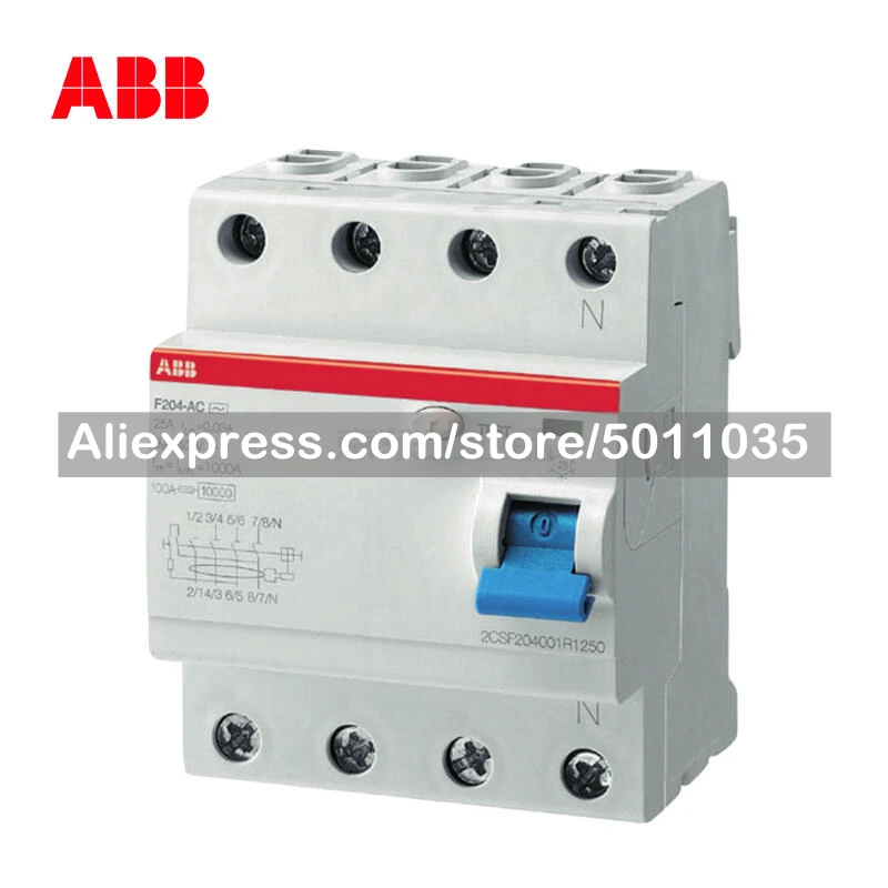 

10102017 ABB F200 series residual current protector without overcurrent protection; F204 A-100/0.03