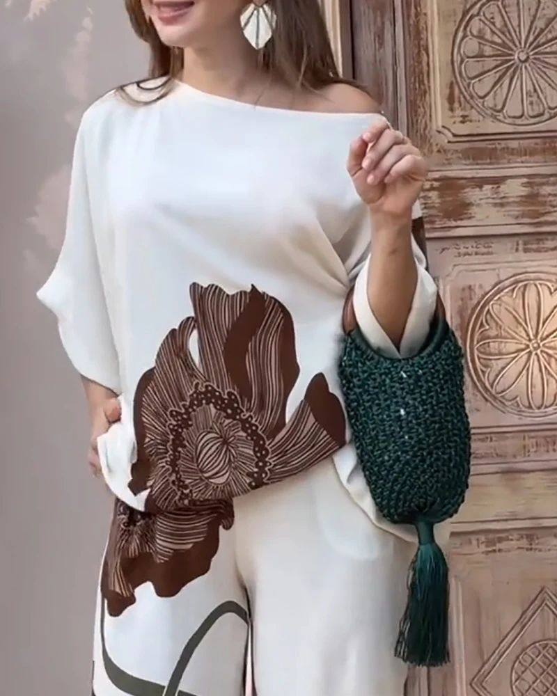 Женский комплект из двух предметов. Весенний 2 предметов с цветочным принтом и