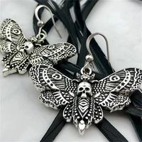 fashion hip hop style death moth pendant womens earrings skull gothic drop earrings glamour female party jewelry gifts for her