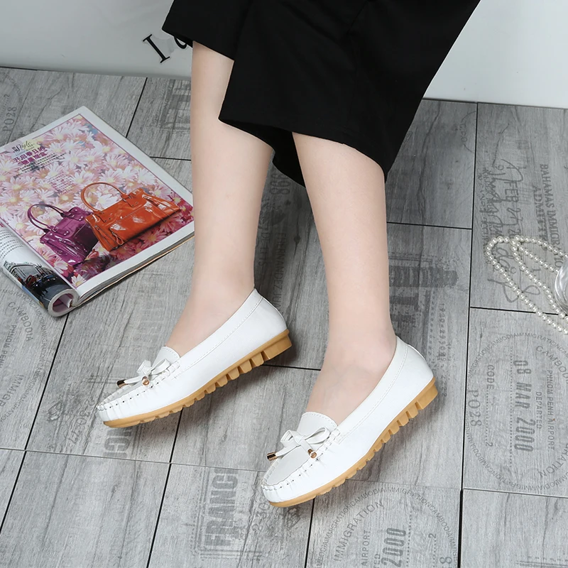 Women Flats Ballet Shoes Cut Out Leather Breathable Moccasins Women Boat Shoes Ballerina Ladies Casual Shoes Zapatillas Mujer images - 6