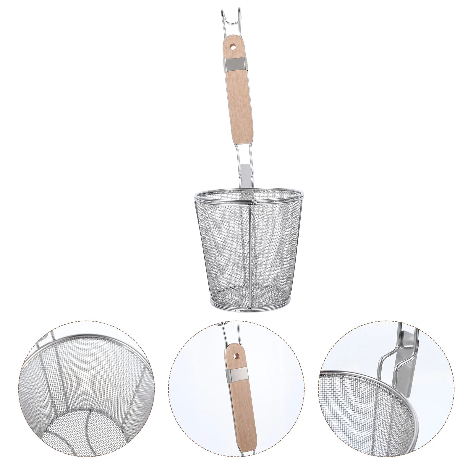 

Stainless Steel Colander Wire Mesh Durable Spoon Hot Vegetable Basket Kitchen Gadget Handheld Sifter Noodle Straining Strainer