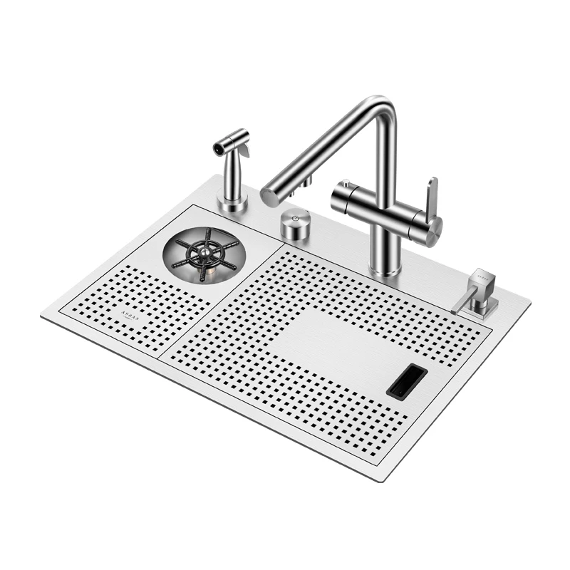 

ASRAS 5540X Semi Hidden 304 Stainless Steel Kitchen Sink With Cup Washing Device