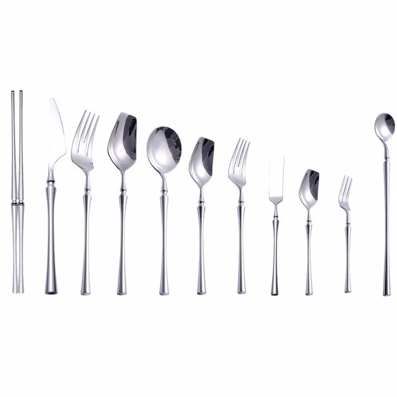 

Stainless Steel Tableware Set 1Pc Mirror Knife Spoon Fork Chopstick Set Cutlery Silverware Set Dinnerware Kitchen Dinner Set