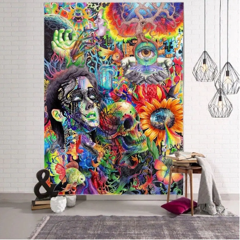 

Настенный подвесной гобелен, эстетическое украшение для комнаты, Богемный Хиппи, красочное одеяло для украшения дома