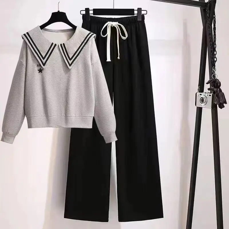 

Комплект из двух предметов, элегантные Брючные комплекты, весна-осень, топ, брюки с широкими штанинами, женский костюм, 2023