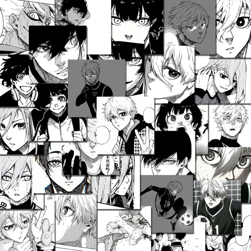 

Синяя аниме-наклейка Chigiri Hyoma Nagi Seishiro, черно-белая искусственная детская канцелярия, милый женский Декор