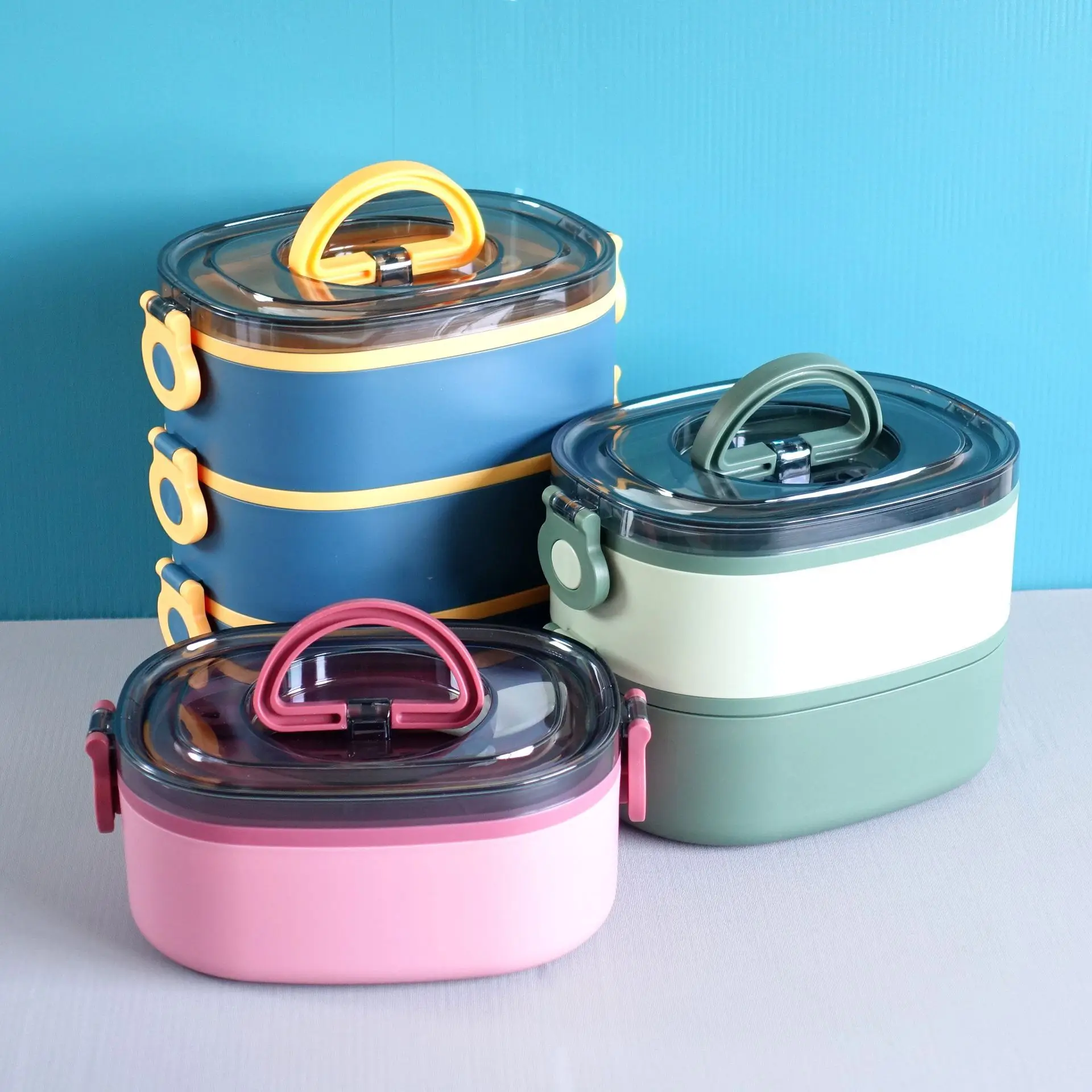 

2800ml Three-layer Lunch Box for Kids Sealed Student Office Handle Plastic Food Grade Bento Lunch Box Food Storage Containers