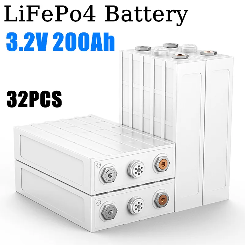 

New 32PCS 3.2V 200Ah LiFePo4 Battery for BMS PACK 12V 24V Solar Energy Storage Systems RV Electric Car Lifepo4 200ah