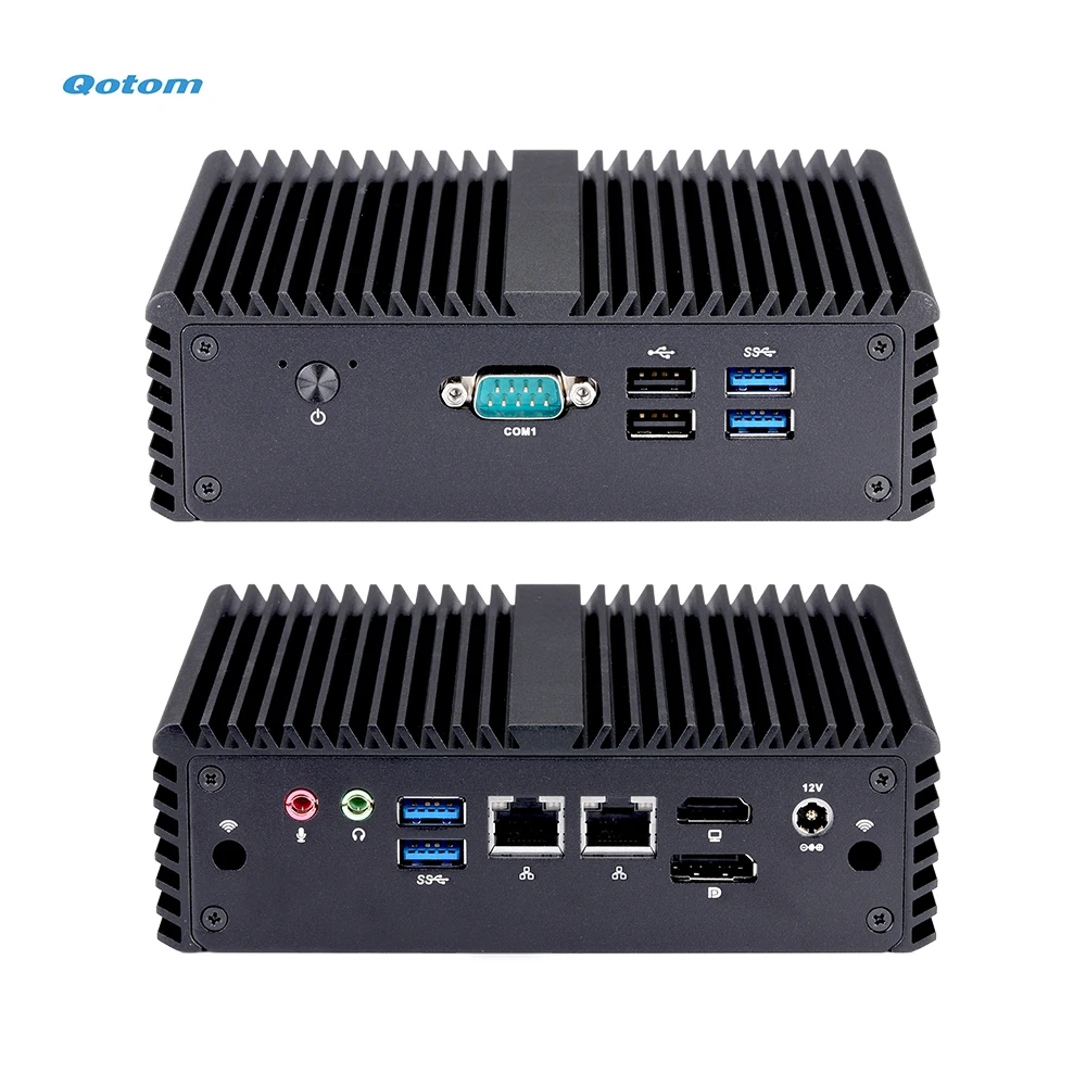 Qotom безвентиляторный X86 мини-ПК ЦП J4105 J4125 четырехъядерный DDR4 ОЗУ mSATA SSD
