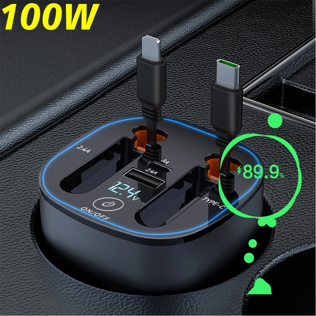 

Sleek Appearance Car Converter With Multi Color Ambient Light Fast Charging Power Adapter Materials