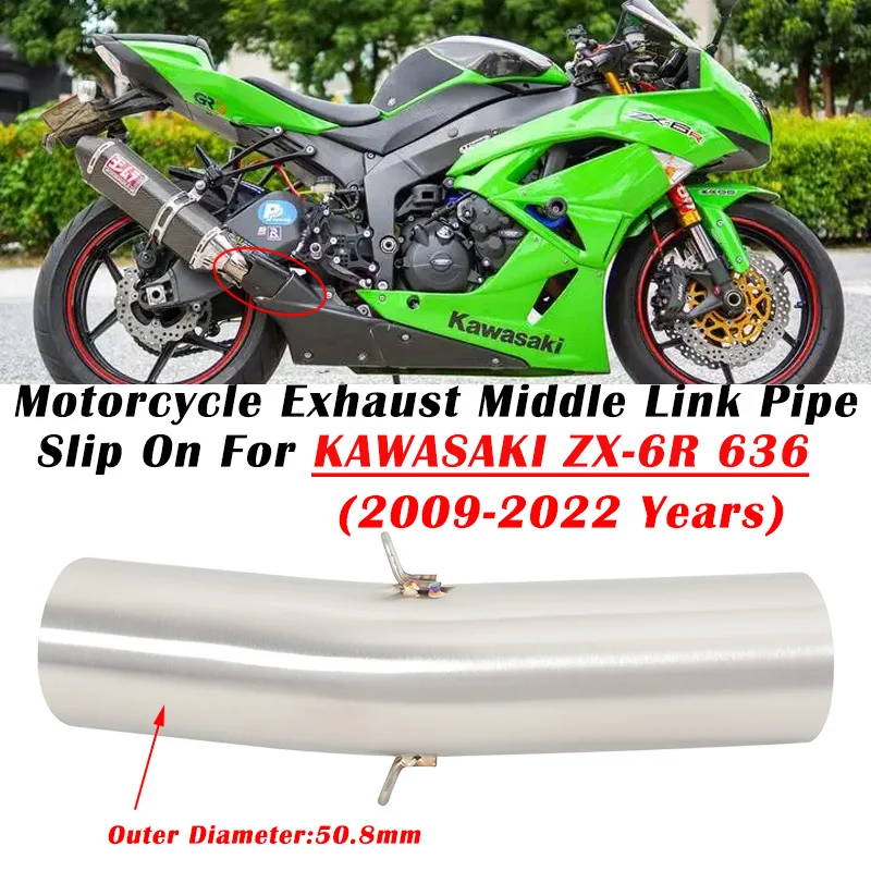 

Slip On For Kawasaki ZX6R ZX-6R ZX 6R 636 2009 - 2022 Motorcycle Exhaust Modified Muffler 51mm Mid Link Pipe No Remove Catalyst